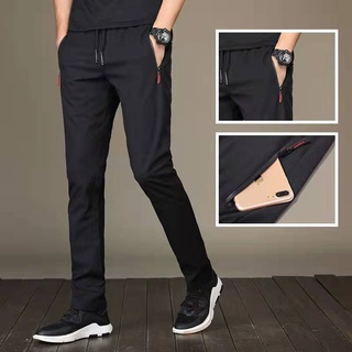 Ready Stock Seluar lelaki  Men's slim ice sports men's Korean Trend straight zipper versatile men's casual pants loose quick drying pants seluar