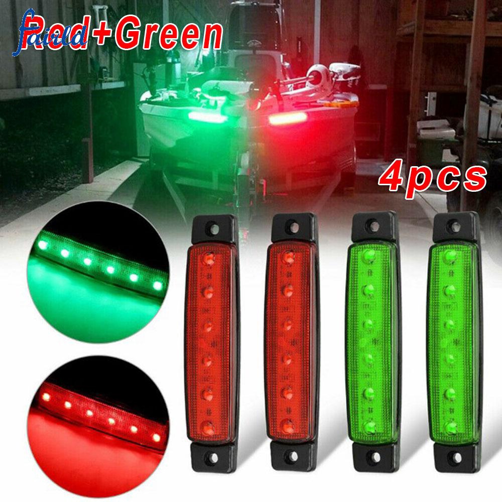 Red Green Waterproof Marine Boat 6LED Lamps Anti-Collision Parts Set 4Pcs DC12V Navigation Lights