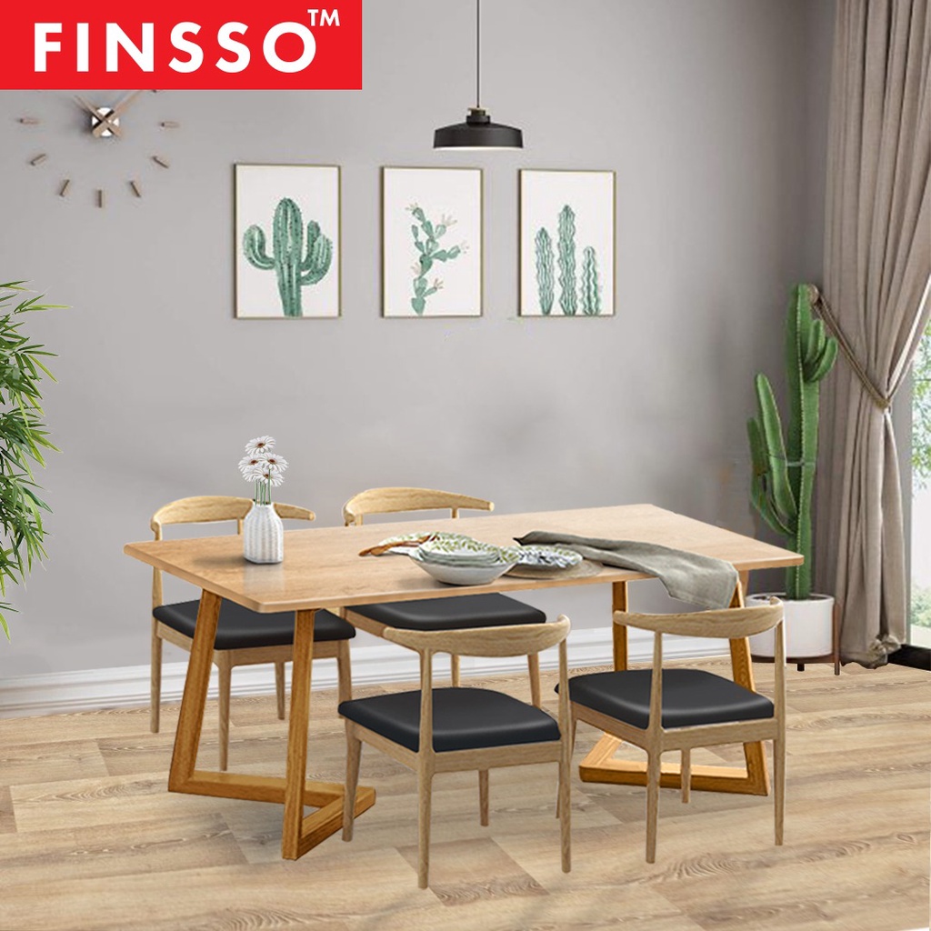 FINSSO: [120cm x 60cm] Europe Design Solid Wood Table/ Dining Set/ 餐桌