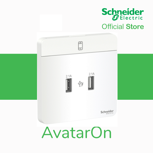 Schneider Electric AvatarOn 2 Gang 2.1A USB Wall Charger