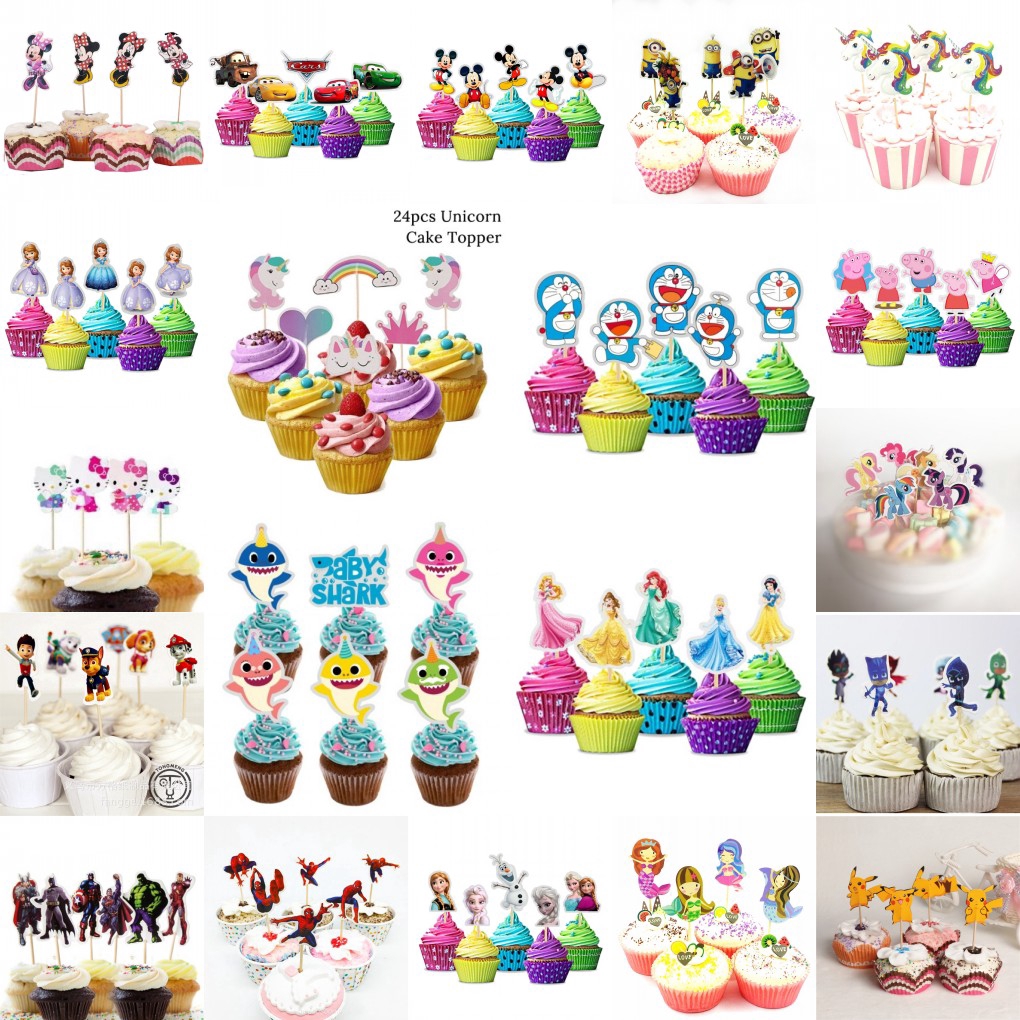 SpongeBob SquarePants Cupcake Toppers Set Themed Birthday Baby Shower Supplies 24pcs 