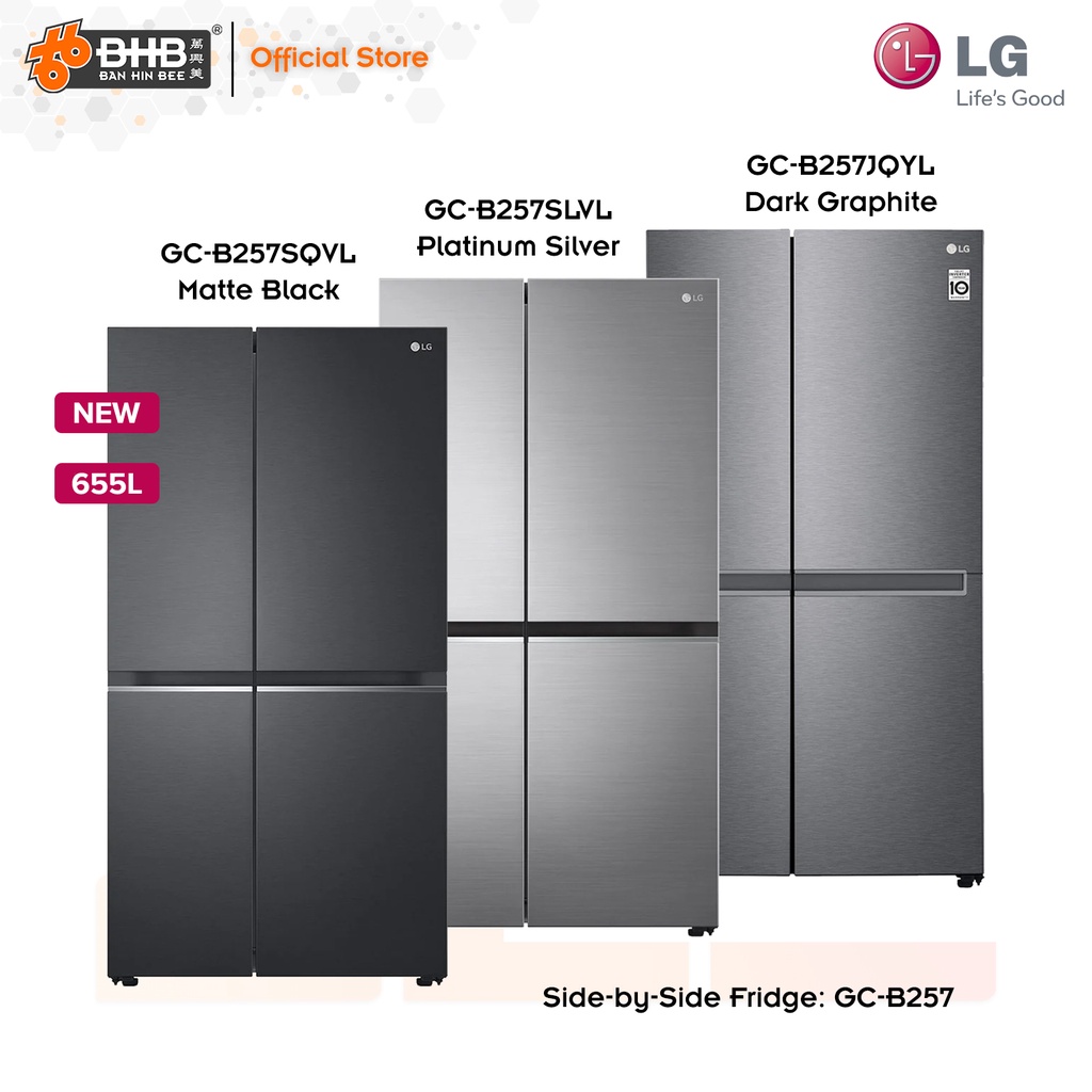LG GCB257 Side by Side Fridge Refrigerator 655L Smart Inverter