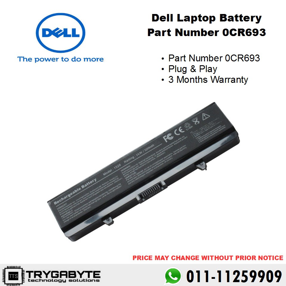 Laptop Dell Inspiron Battery Part Number 0cr693 Laptop Battery Replacement Shopee Malaysia