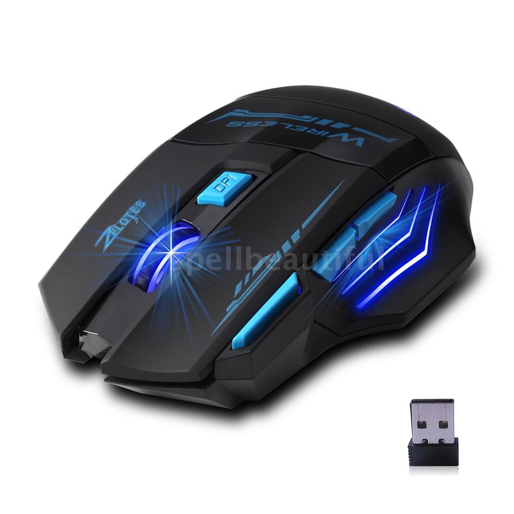 Spell♂zelotes f14 led optical computer mouse wireless 2.4g 2400 dpi 7 ...