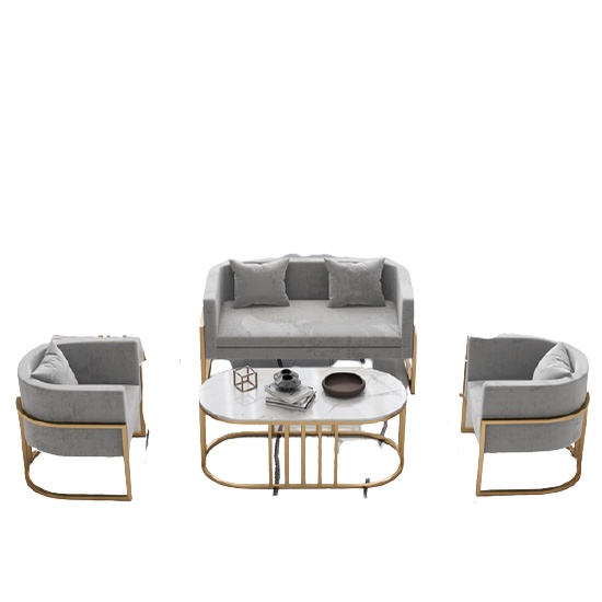 GREY COFFEE TABLE SOFA SET 5 Seater Fabric lounge sofa meja kopi living