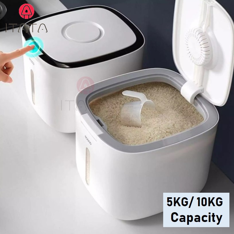 5KG/ 10KG Capacity Square Rice Dispenser Nano Bucket Insect-proof Moisture-proof Sealed Household Rice Box Rice Storage