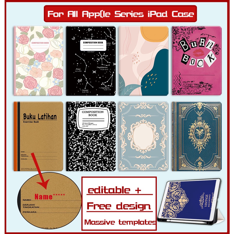 customize For ipad casing air 6 case  with pencil holder ipad case9th 8th 7th mini6 generation cover Pro11 Trifold airbag casing