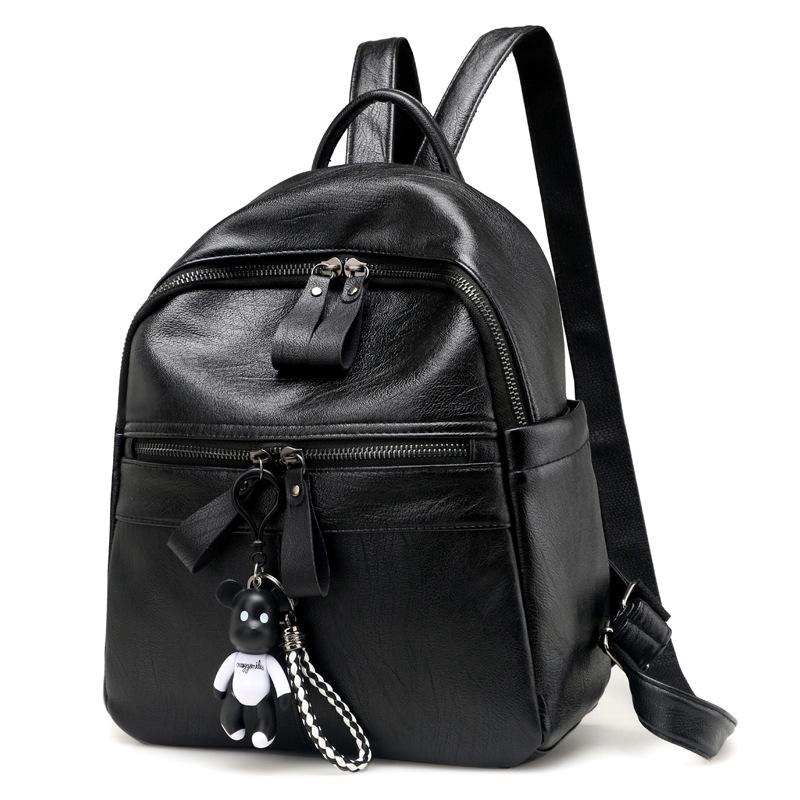 Women Fashion Plain Retro Backpacks Soft Leather Shoulder Bags Big