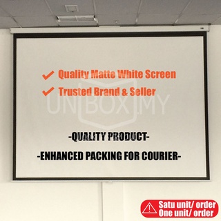 Manual Projector Screen Wall Screen Ceiling Screen Matte White 5ft 6ft 7ft 8ft 10ft Skrin Projektor Manual dinding