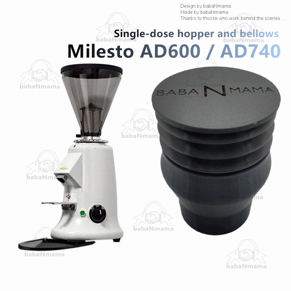 Milesto AD600 / AE600 / AD740 Coffee Grinder single-dose hopper and bellows