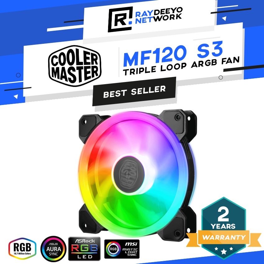 COOLER MASTER Masterfan MF120 S3 ARGB Case Fans [Triple-loop ARGB ...