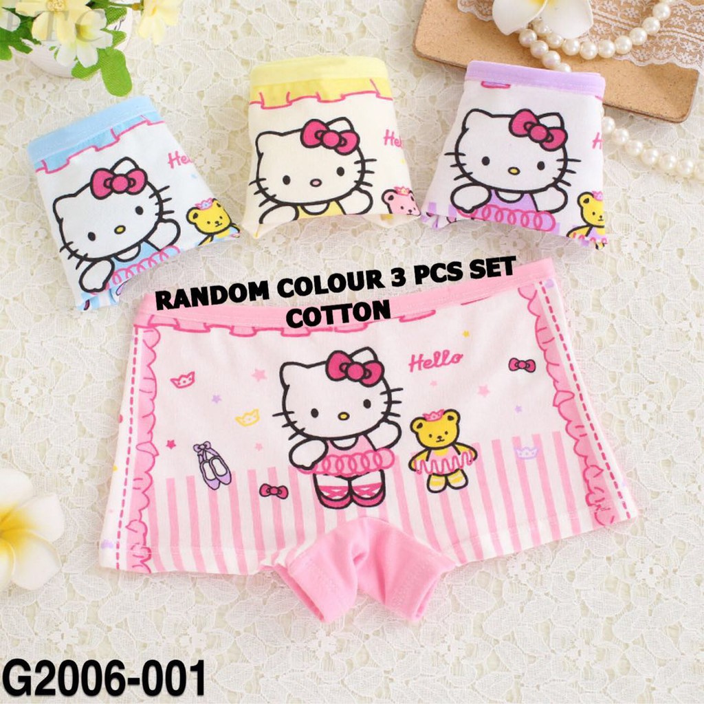girls hello kitty cute cartoon 3 pcs set panties random