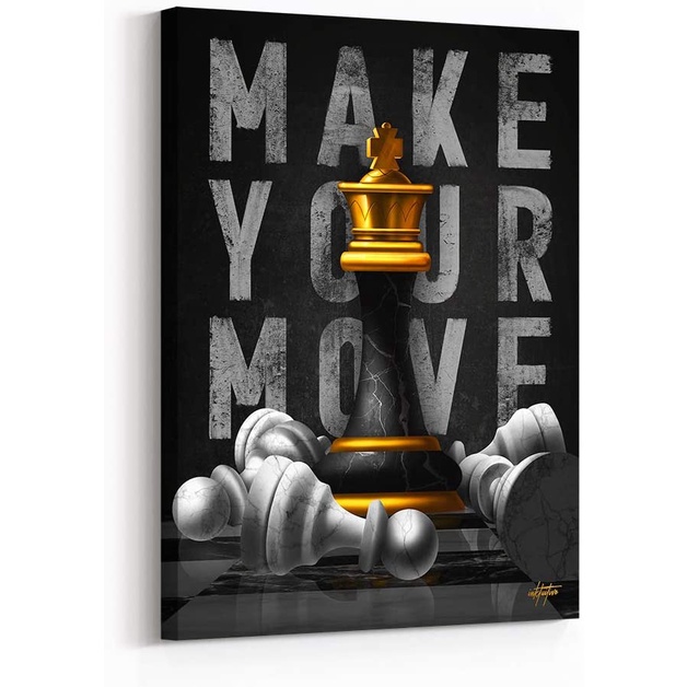 Make Your Move’ Inspirational Wall Art Quote Canvas Print Motivational Décor for Bedroom Living Room & Business Office