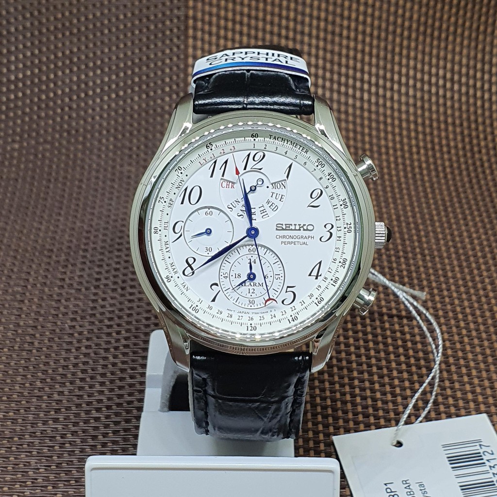 Seiko SPC253P1 Quartz Chronograph Perpetual Black Leather Strap Men's Watch  | Shopee Malaysia