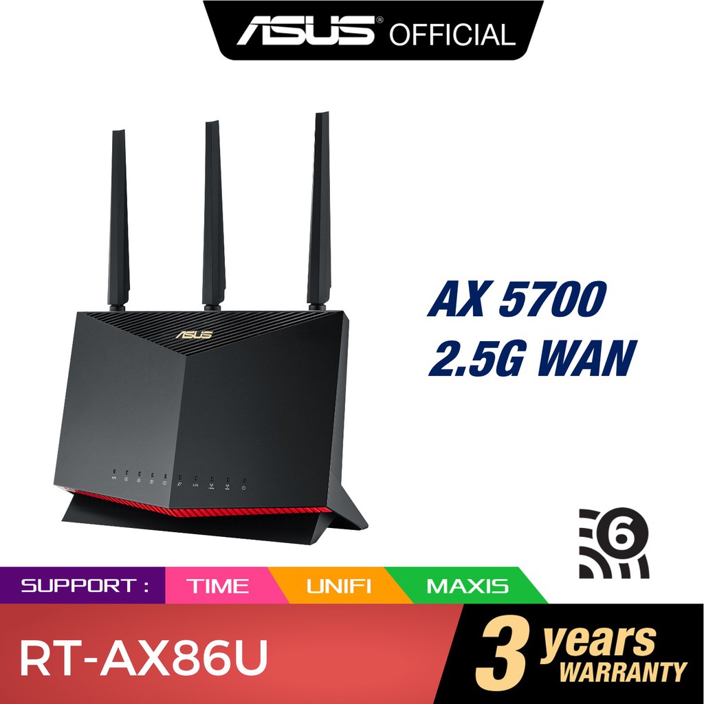 ASUS RTAX86U WiFi 6 Gaming Router with Mobile Game Boost AX5700 2.5G