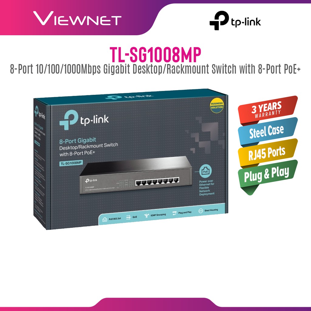 TP-Link TL-SG1008MP 8-Port Gigabit Desktop/Rackmount Network Ethernet ...