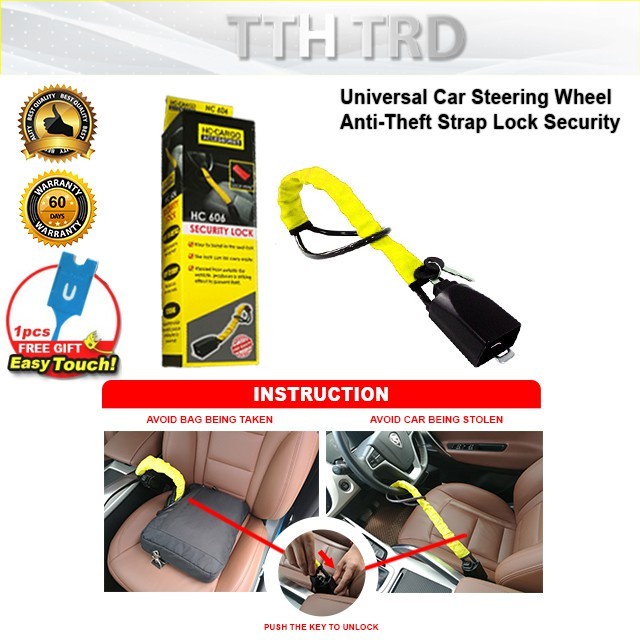 Steering Lock Universal Car Vehicle AntiTheft Steel Locking Steering