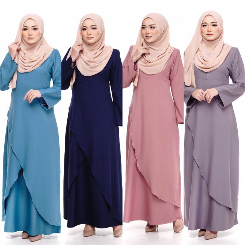 Premium Butik Quality Jubah Muslimah Umrah Baju Kurung Kebaya Labuh Dress Muslimah Murah 