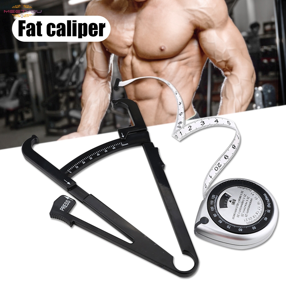 Body Fat Caliper Mass Measuring Tape Set Tester Skinfold Fitness Weight Loss Measurement Tool