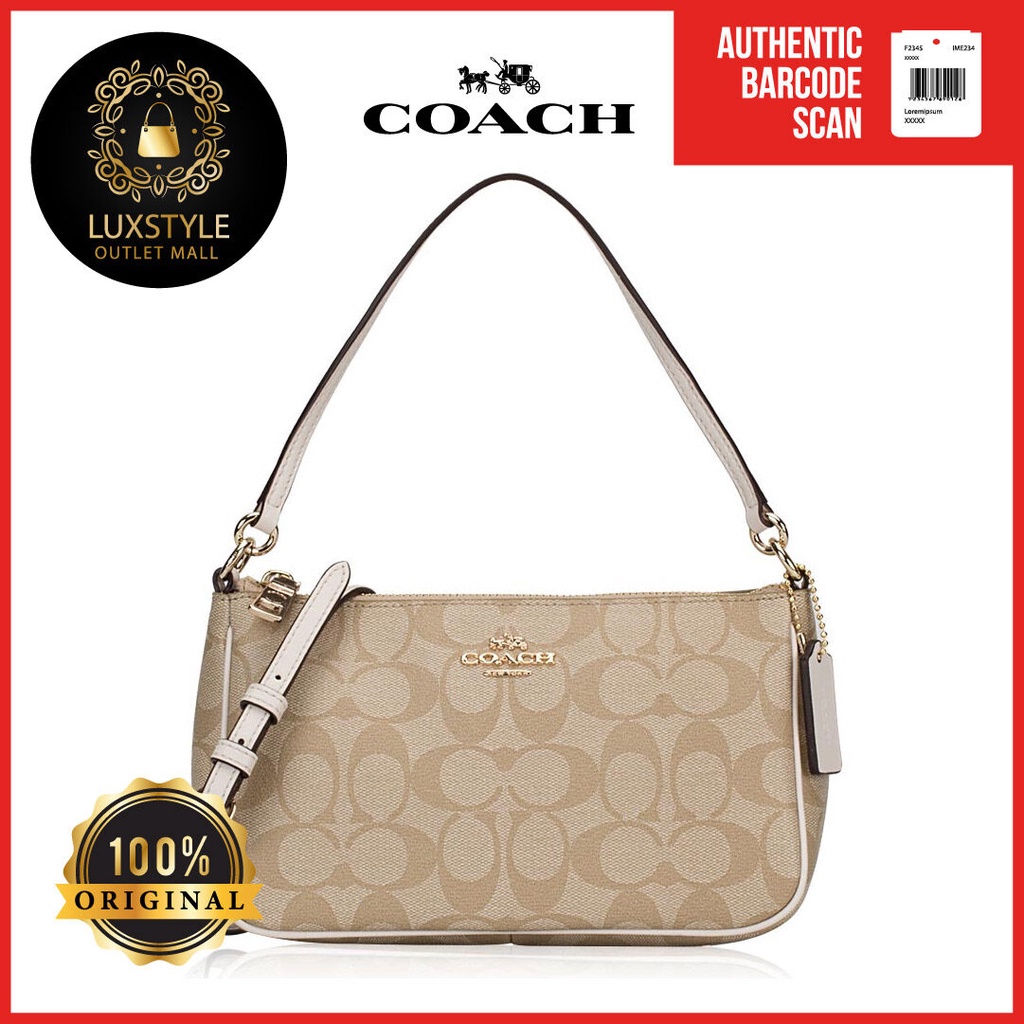 NWT Authentic Coach F58321 Messico Top Handle Pouch In Signature White