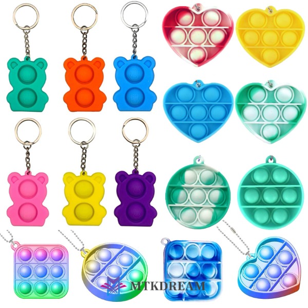 Bubble Sensory Keychain Autism Needs Squishy Stress Reliever Toys Adult Child Funny Popit Fidget Toy Reliever Stress 