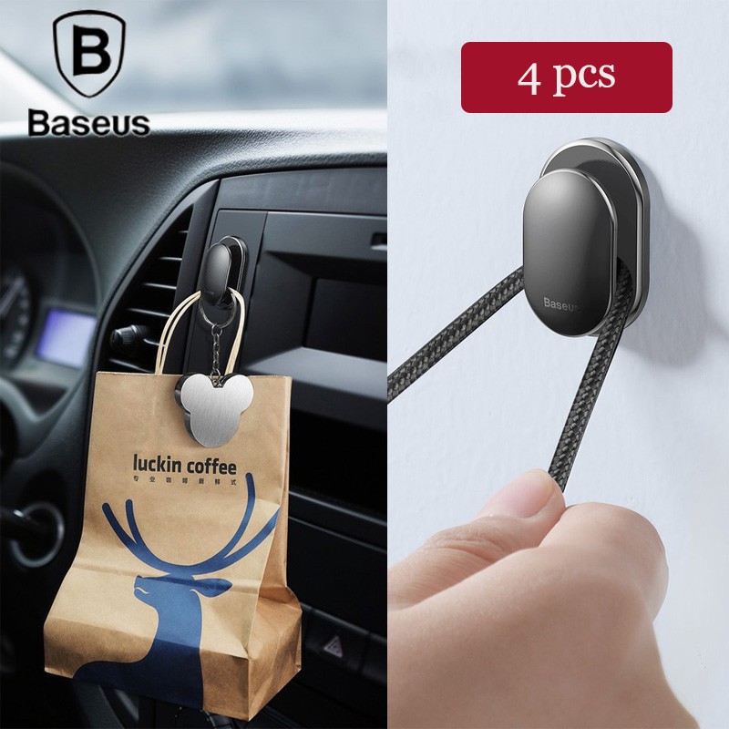 Baseus 4 pcs USB Cable Clip Protector Wall Hooks hanger Car Holder Cable Organizer Automobile Interior Accessories