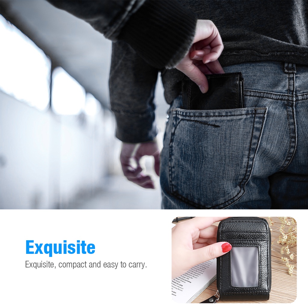 RFID Blocking Genuine Leather Credit Card Case Holder Security Travel