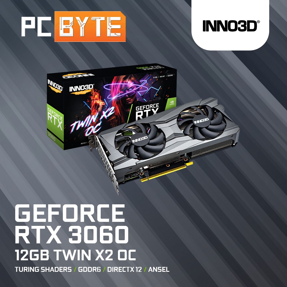 INNO3D GeForce RTX 3060 Twin X2 OC Graphics Card (12GB GDDR6) | Shopee ...