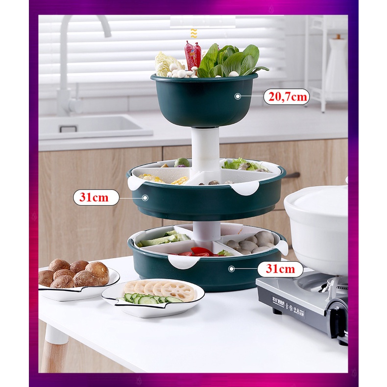 Multipurpose hot pot food tray, fruit, vegetable tray rotates 360