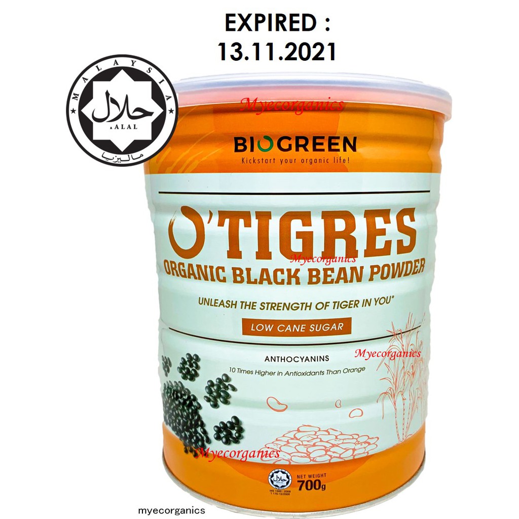 Biogreen O'Tigres Organic Black Bean Powder (Low Sugar Cane) 700g, EXP