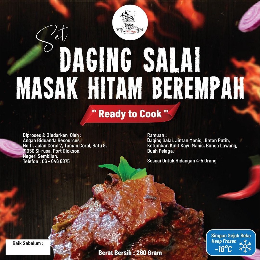 Daging Salai Masak Hitam Berempah Dapur Kak Ngah Smoked beef