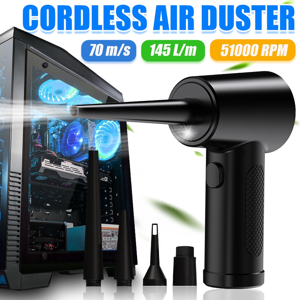 Cordless Air Duster 51000 RPM Electric Air Blower Compressed Dust Blowing Gun Handheld Keyboard PC Camera Cleaner