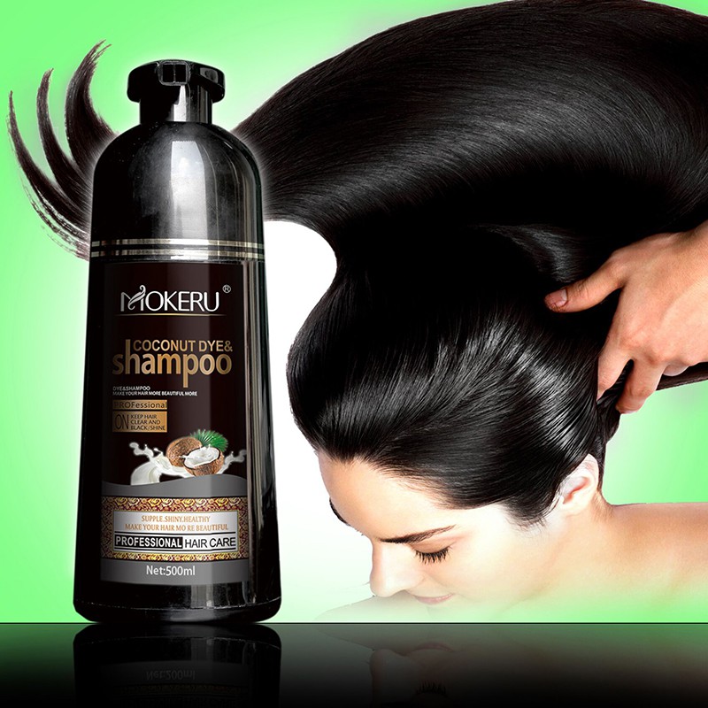 æ¤°æ²¹ä¸€æ´—é»'æ´—å'æ°´ Mokeru Organic Coconut Oil Essence Black Hair Dye Shampoo Covering White Gray Hair Black Color Dye Shampoo Shopee Malaysia