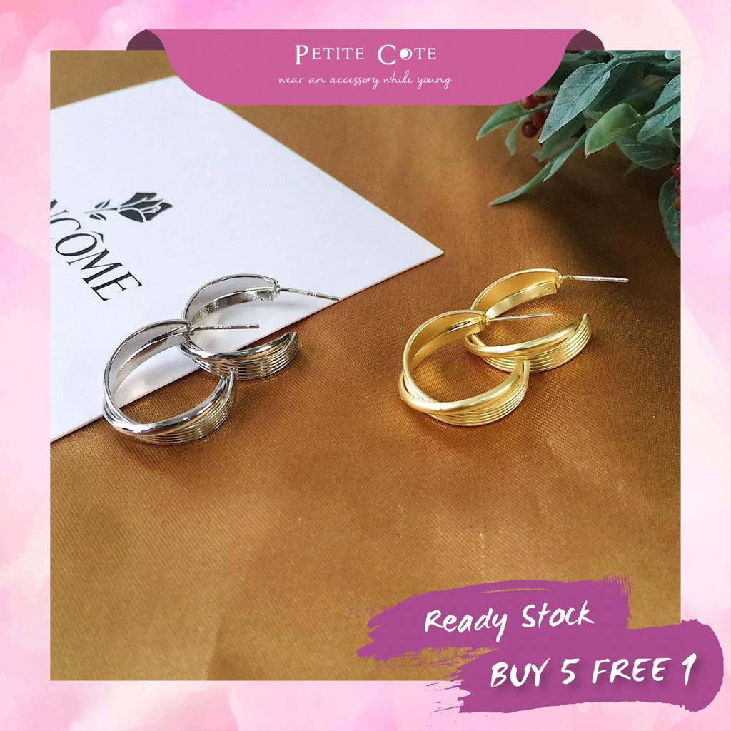 Metallic Ring Drop Earrings Subang Telinga Anting Perempuan 耳环 Petite_Cote