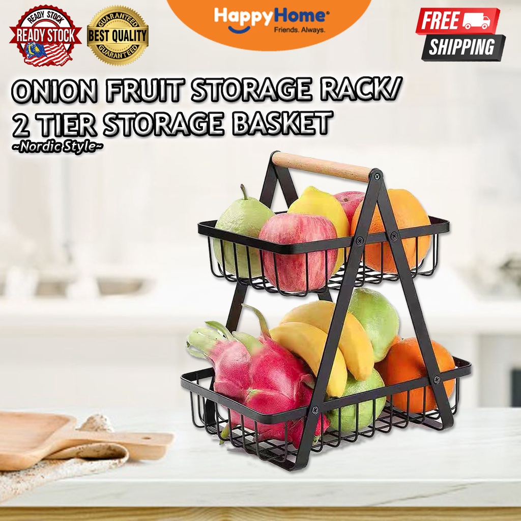 38867 2 TIER STORAGE BASKET ONION FRUIT HOME STORAGE RACK | Shopee Malaysia