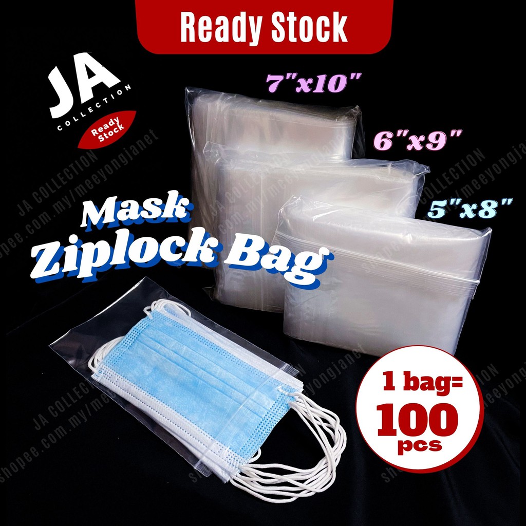 [Ready Stock] Face Mask Ziplock Bag Self Adhere Plastic Bag Zipper Mask