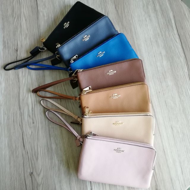 TAM Original Coach Large Double Zip Leather Wallet Wristlet Pouch Wallet  Readystock | Shopee Malaysia