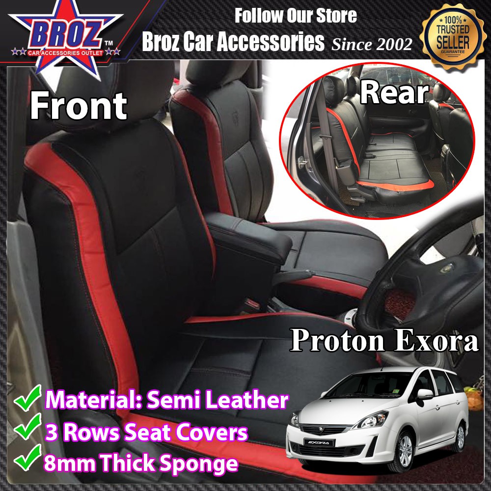 Car Seat Cover Case Semi Leather Red Black Proton Exora New Car