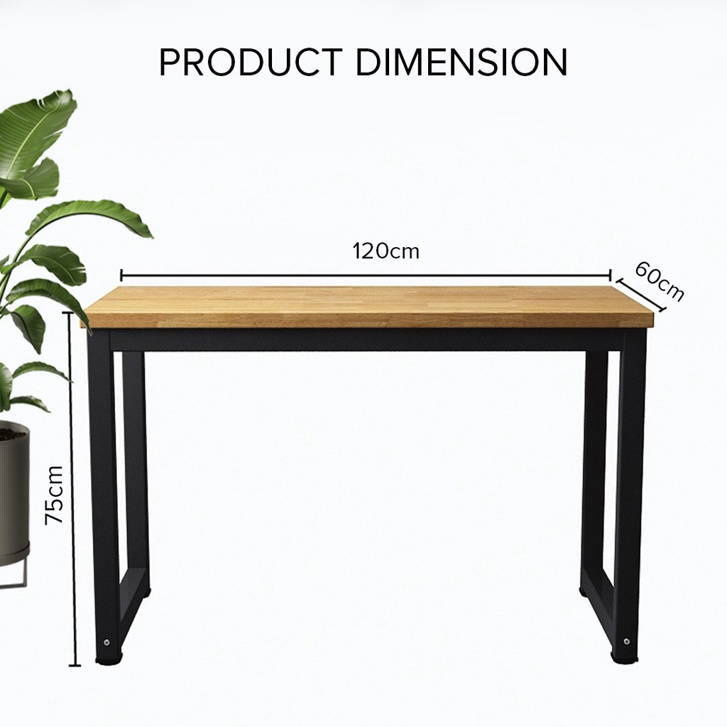 FINSSO: Mckenna Solid Rubber Wood 120x60cm Study Table / Dining Table