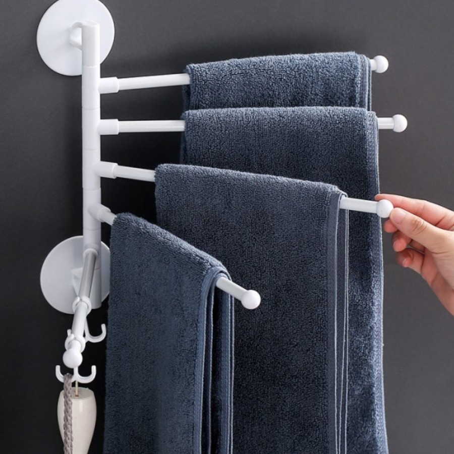 New Towel Hanger 5 Rows Multifunctional Wall Mounted Rack Etc. | Shopee ...