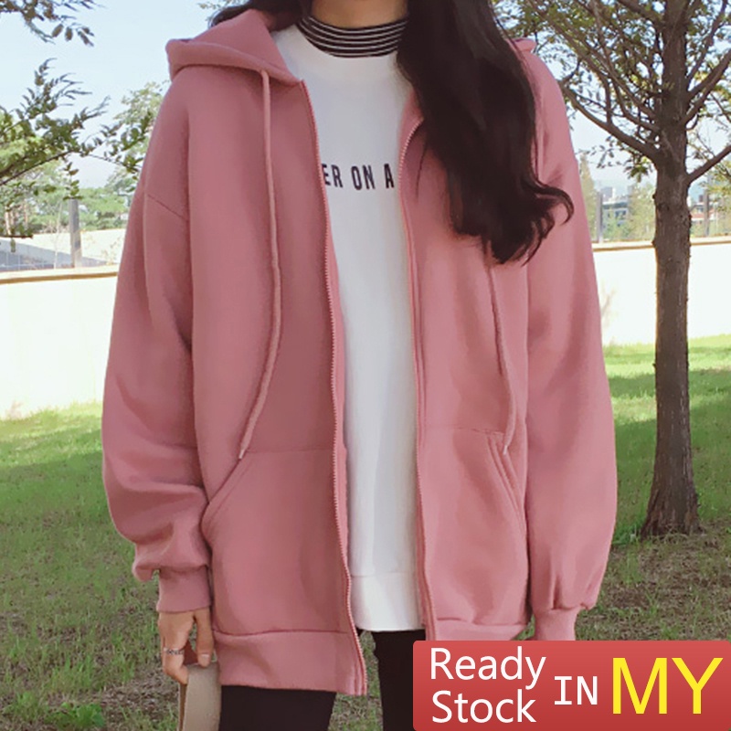 ?Japan Station? Ready Stock in MY? Korean style Loose Long Sleeve Jacket Women/ Men Outerwear Hoodie clothes Perempuan Lengan Panjang Lelaki coat 长袖卫衣外套男女