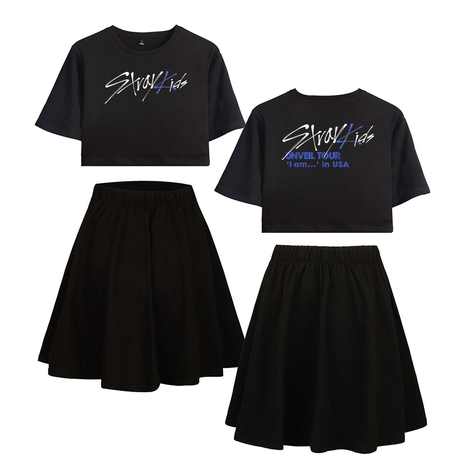 Agricultural on time apologize Stray Kids Women Two Piece Set Summer Kpop Short Sleeve Crop Top+Skirt  Street Style Clothes | Shopee Malaysia