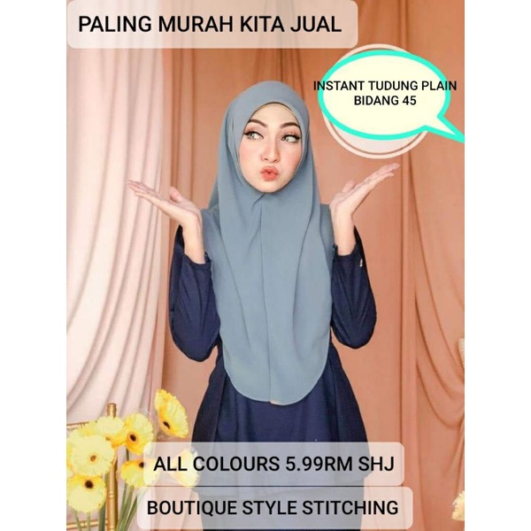 TUDUNG INSTANT CHIFFON BIDANG 45 BOUTIQUE STYLE