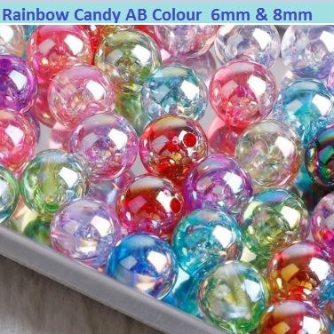 6mm 8mm Rainbow Candy AB Color Round Acrylic Beads Loose Spacer Beads For Jewelry Making DIY Bracelet Necklace
