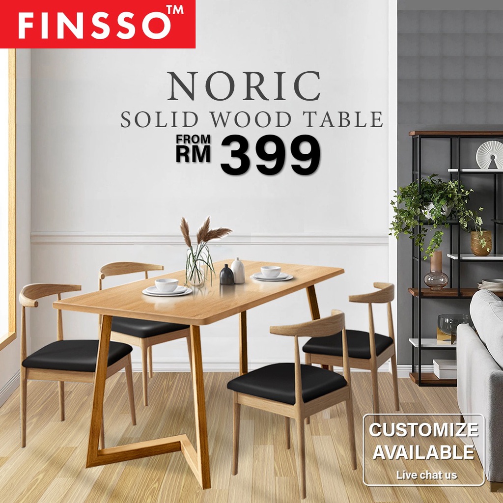 FINSSO: [120cm x 60cm] Europe Design Solid Wood Table/ Dining Set/ 餐桌