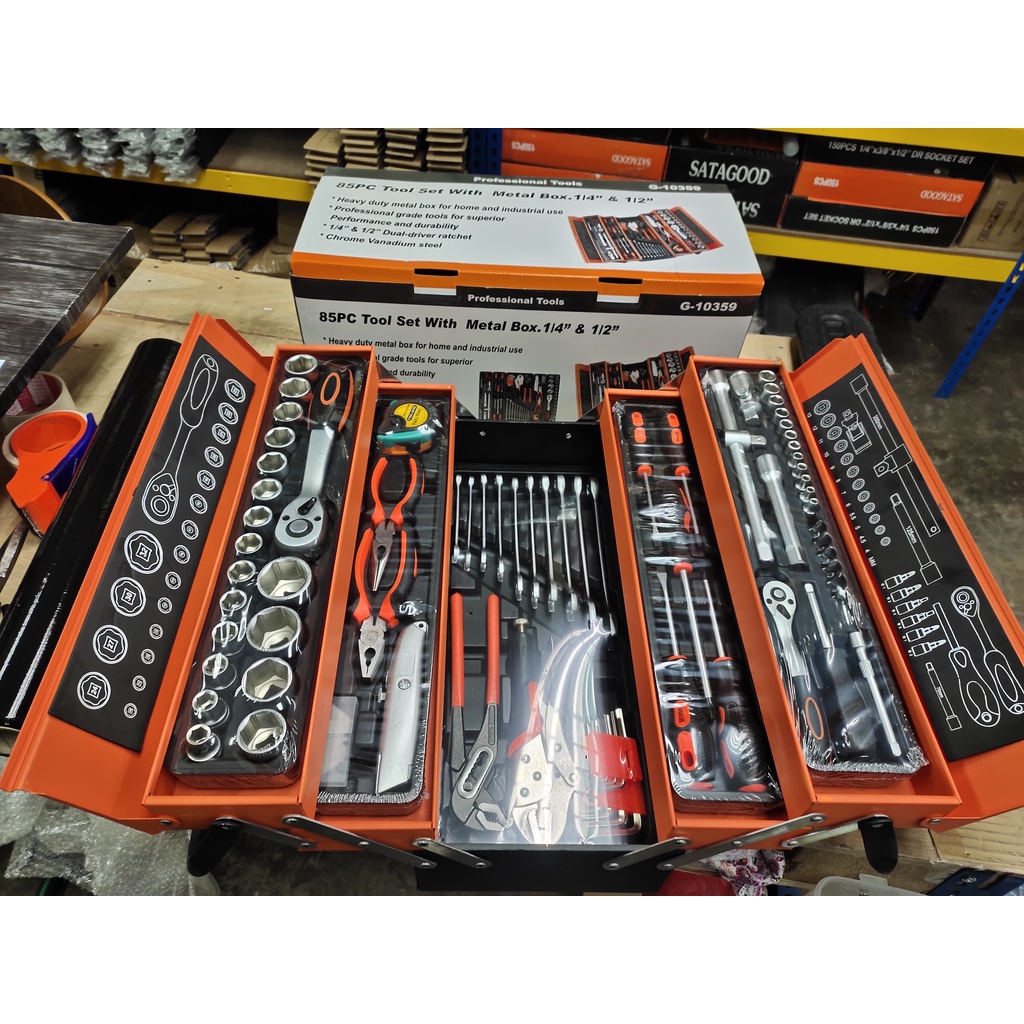85pcs tools set Cantilever Metal Tool Box Set 5 Tier 85pcs Socket Set 1