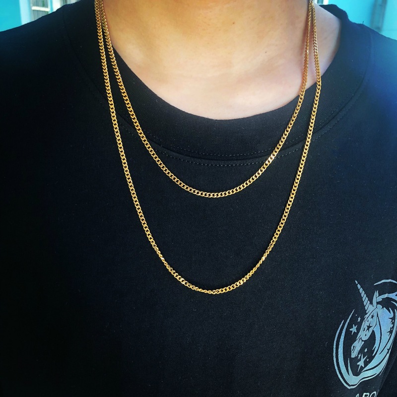 Brand New Simple Style 5mm Stainless Steel Plating Gold Necklace 50cm 70cm Necklace For Men And Women Shopee Malaysia