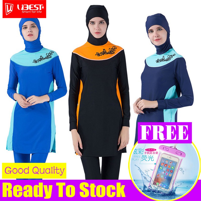 Ready Stock 3 color Women Swimming  Suit baju  renang 