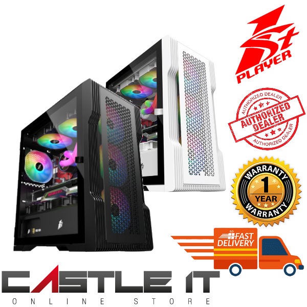 1st Player TRILOBITE T3 / T3-G BLACK WHITE Micro ATX Tempered Glass ...