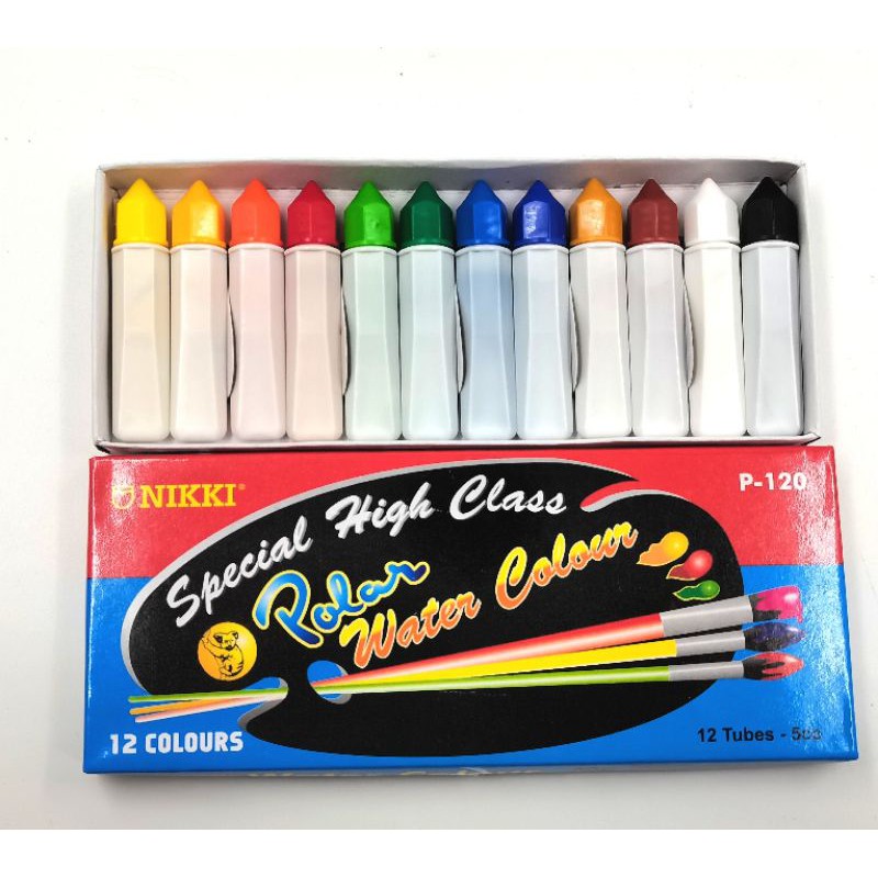 Nikki water colour 12 colour / Water Colour Set with Palette & Brush   I   WCP-120 / PAL1 / PAL2